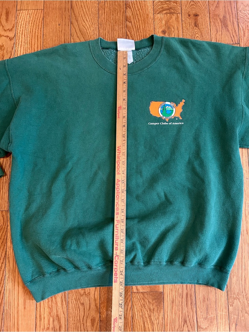 Camper Clubs‎ of America Sweatshirt Green Hanes Ultimate Cotton Vintage USA Map - Picture 10 of 11